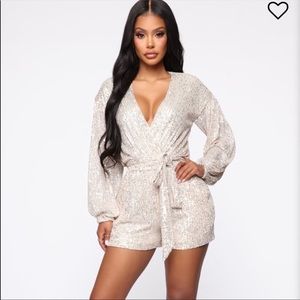 Sequin Long Sleeve Romper